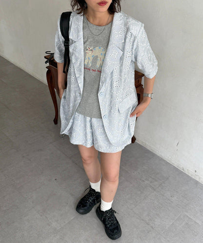 蕾絲西裝風套裝