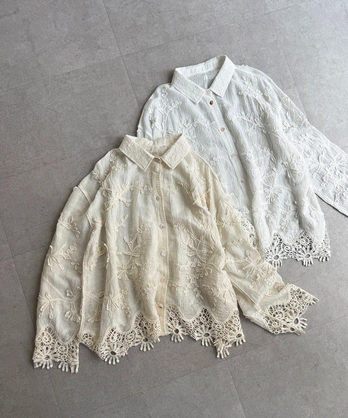 立體刺繡蕾絲設計 襯衫