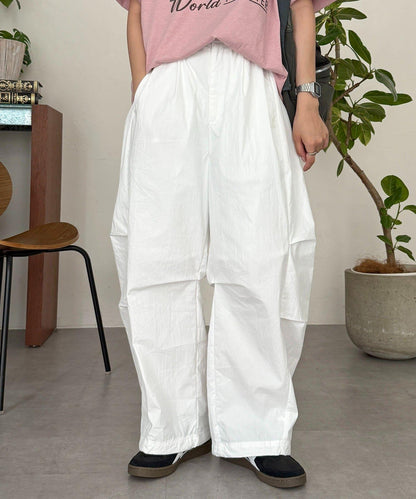 清涼膝部褶皺尼龍褲子