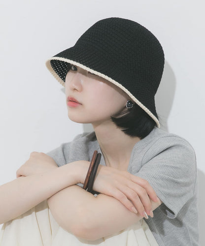 拼色開叉設計帽子
