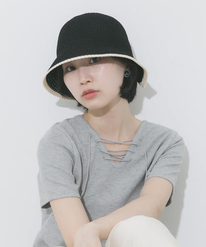 拼色開叉設計帽子