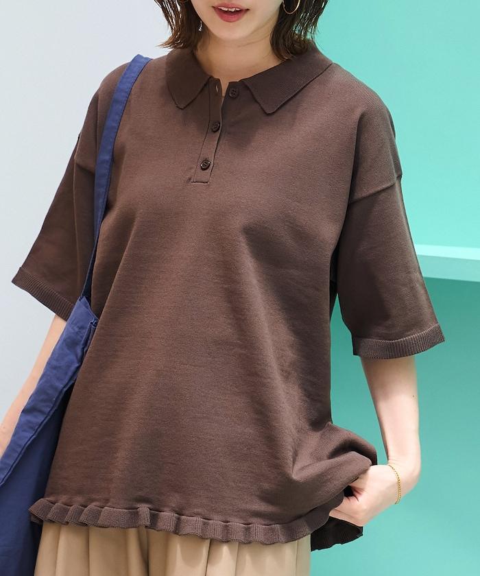 下襬荷葉邊 POLO領 夏季針織 套頭衫