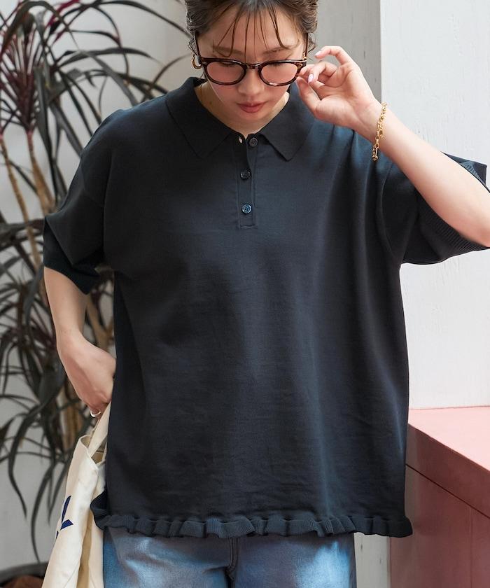 下襬荷葉邊 POLO領 夏季針織 套頭衫