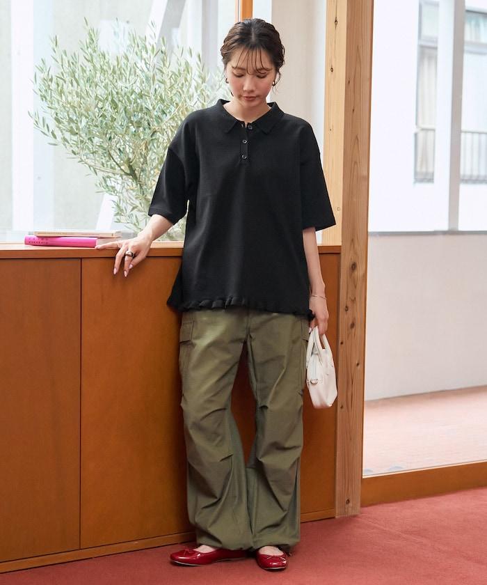 下襬荷葉邊 POLO領 夏季針織 套頭衫