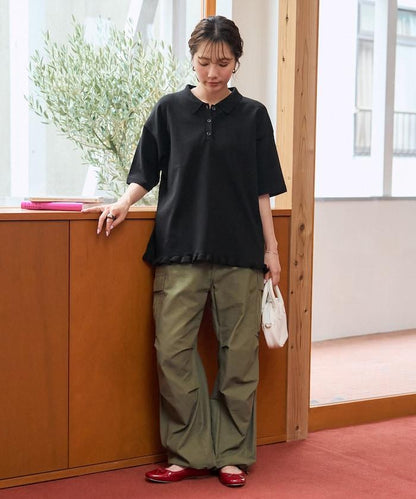 下襬荷葉邊 POLO領 夏季針織 套頭衫