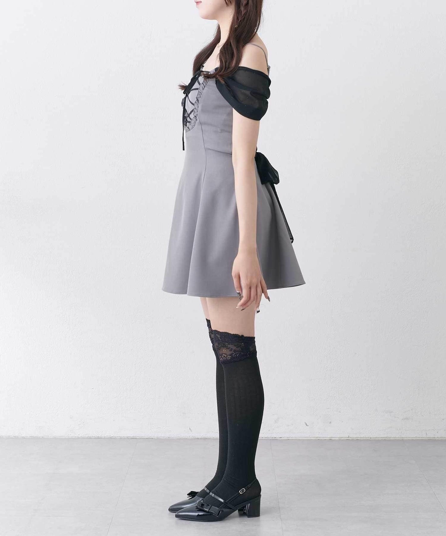 Belle Charme 後蝴蝶結傘擺吊帶連衣裙