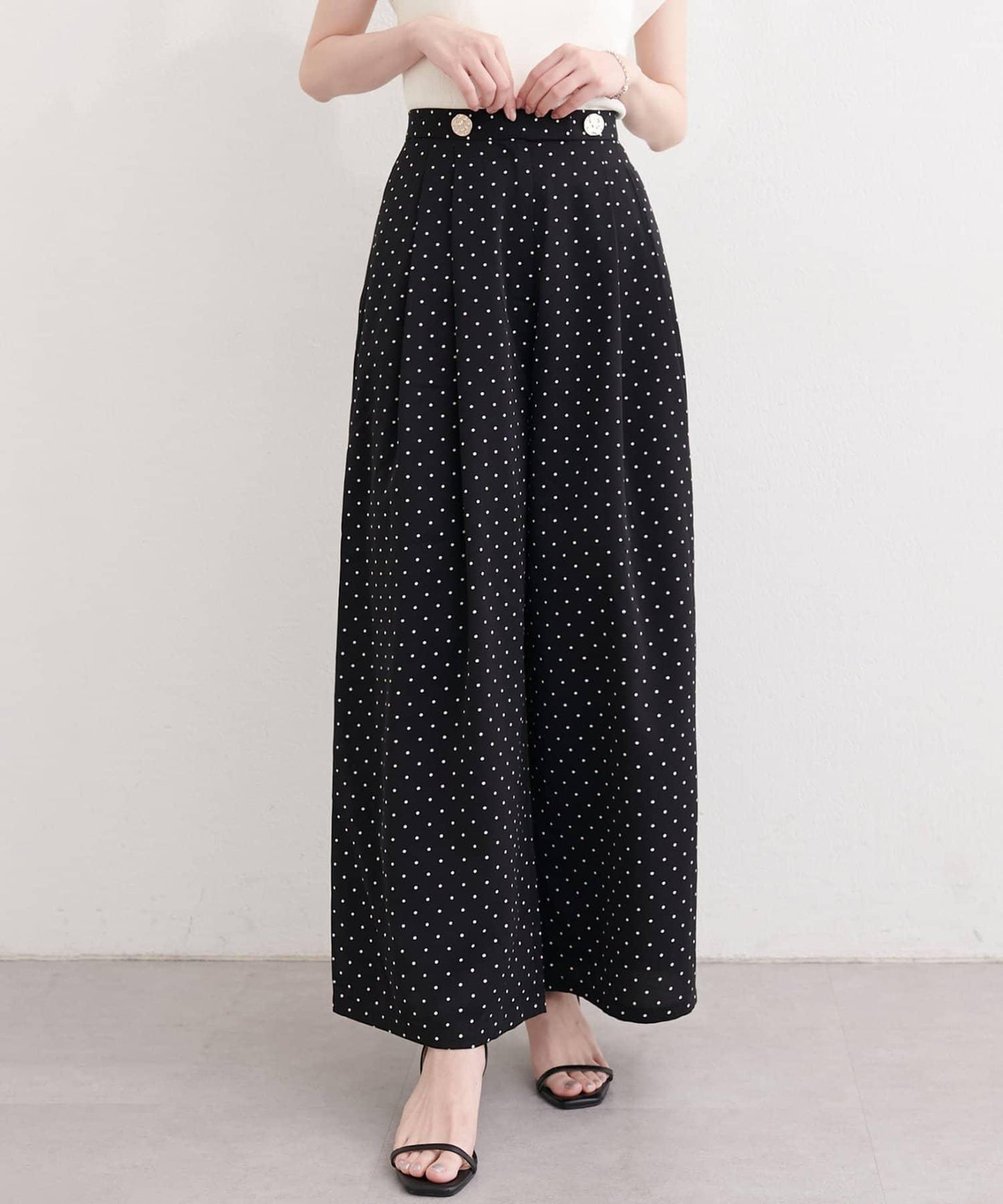 canami 金扣褶襉闊腿褲
