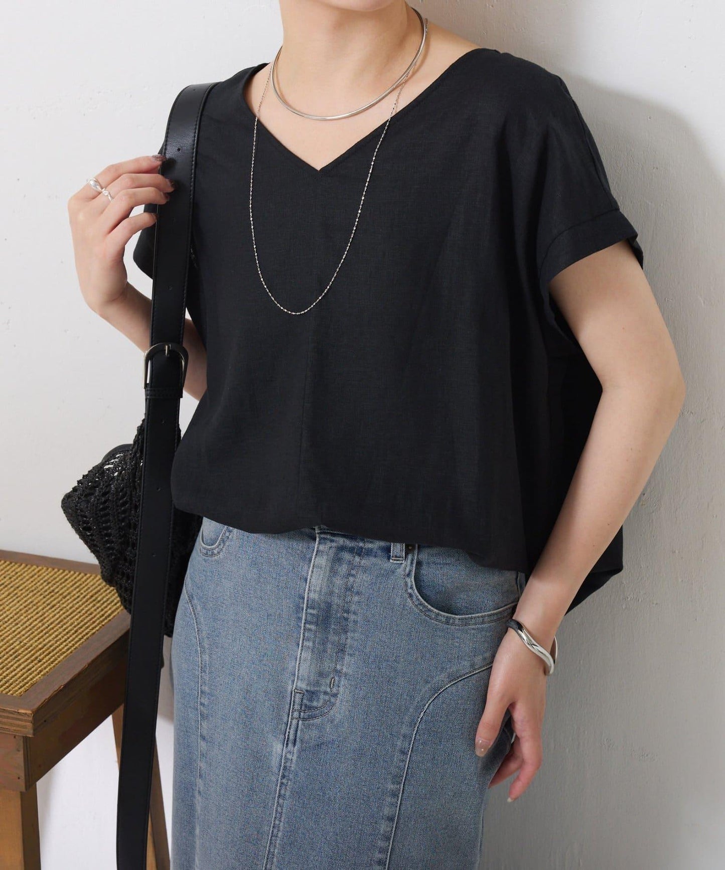 清爽麻混 抽繩設計 休閒 blouse 上衣