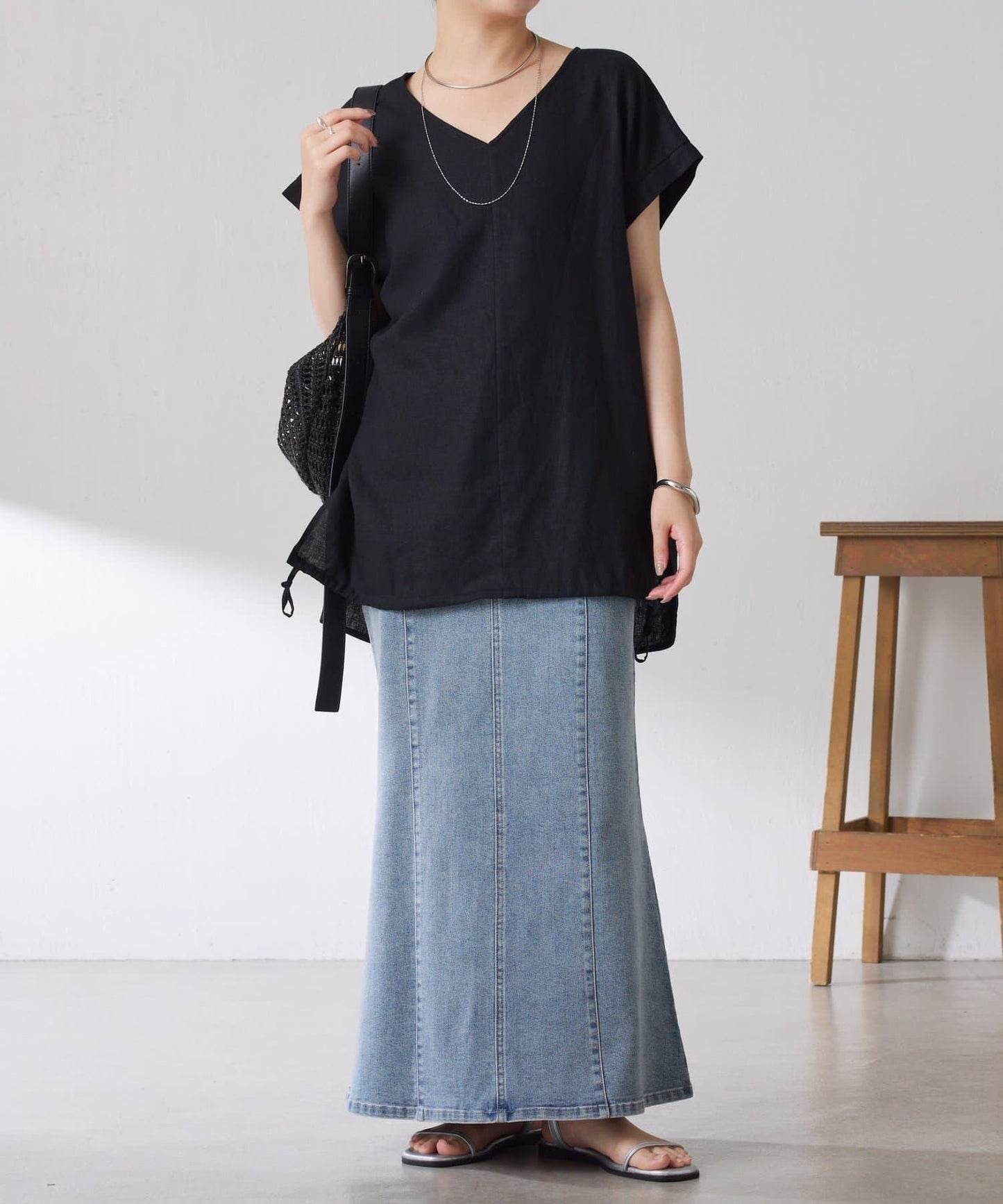 清爽麻混 抽繩設計 休閒 blouse 上衣