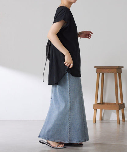 清爽麻混 抽繩設計 休閒 blouse 上衣