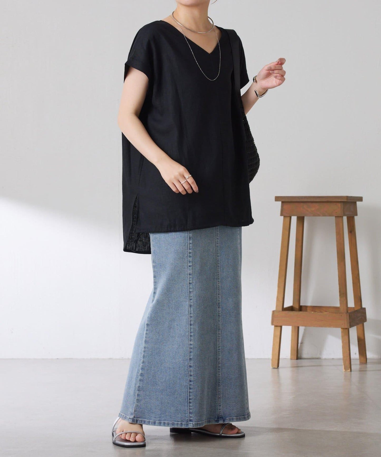 清爽麻混 抽繩設計 休閒 blouse 上衣
