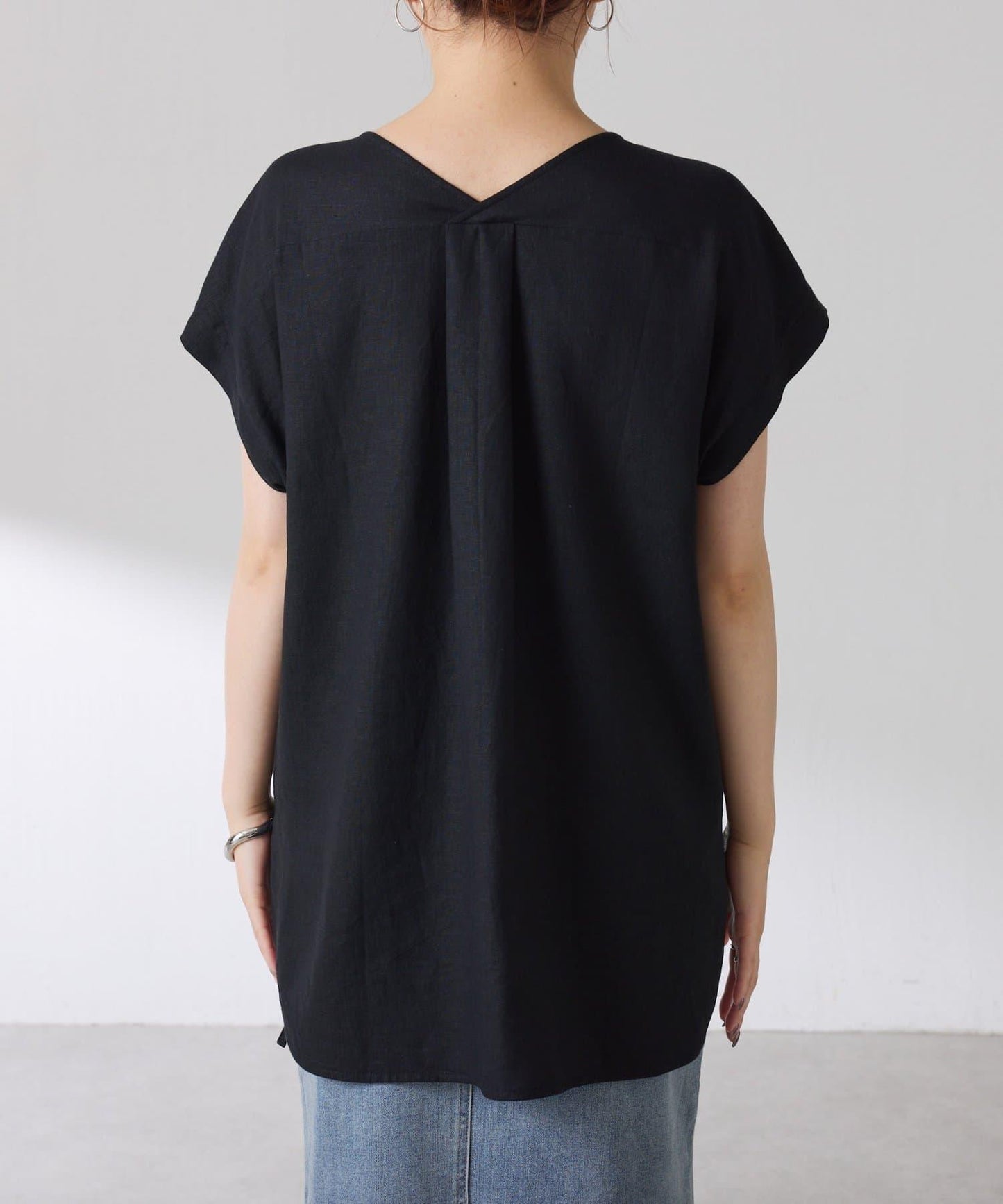 清爽麻混 抽繩設計 休閒 blouse 上衣