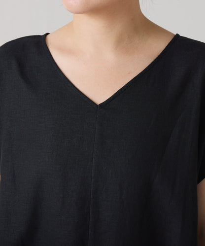 清爽麻混 抽繩設計 休閒 blouse 上衣