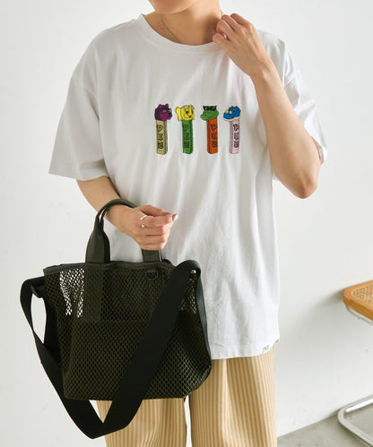 PEZ×ear 刺繡設計 T恤 《UVカット/吸水速乾/接觸冷感あり/手洗い可》