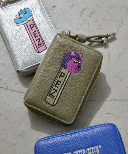 PEZ×ear 刺繡設計 真皮 摺疊錢包（含色）