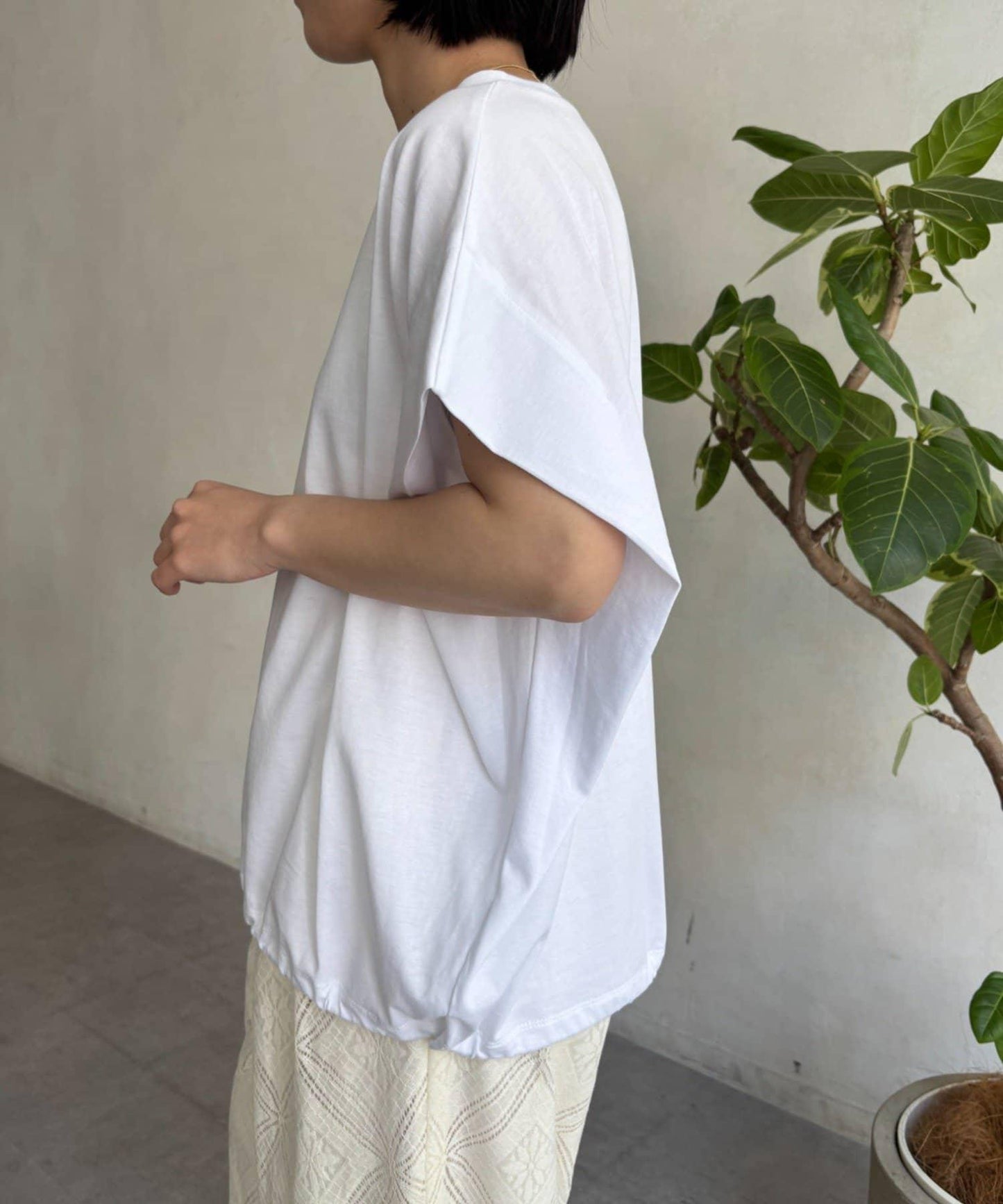 下襬抽繩褶飾套頭上衣