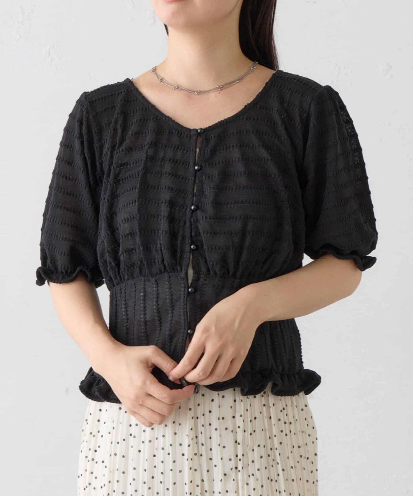 Kastane 波浪提花針織開衫