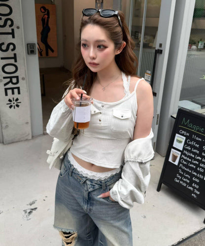 蕾絲/條紋設計 輕薄襯短褲