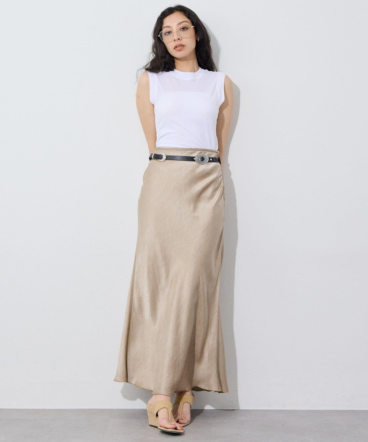 透膚彈力無袖套頭上衣