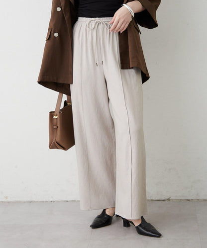清爽紗節鬆緊休閒褲