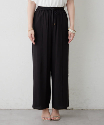 清爽紗節鬆緊休閒褲