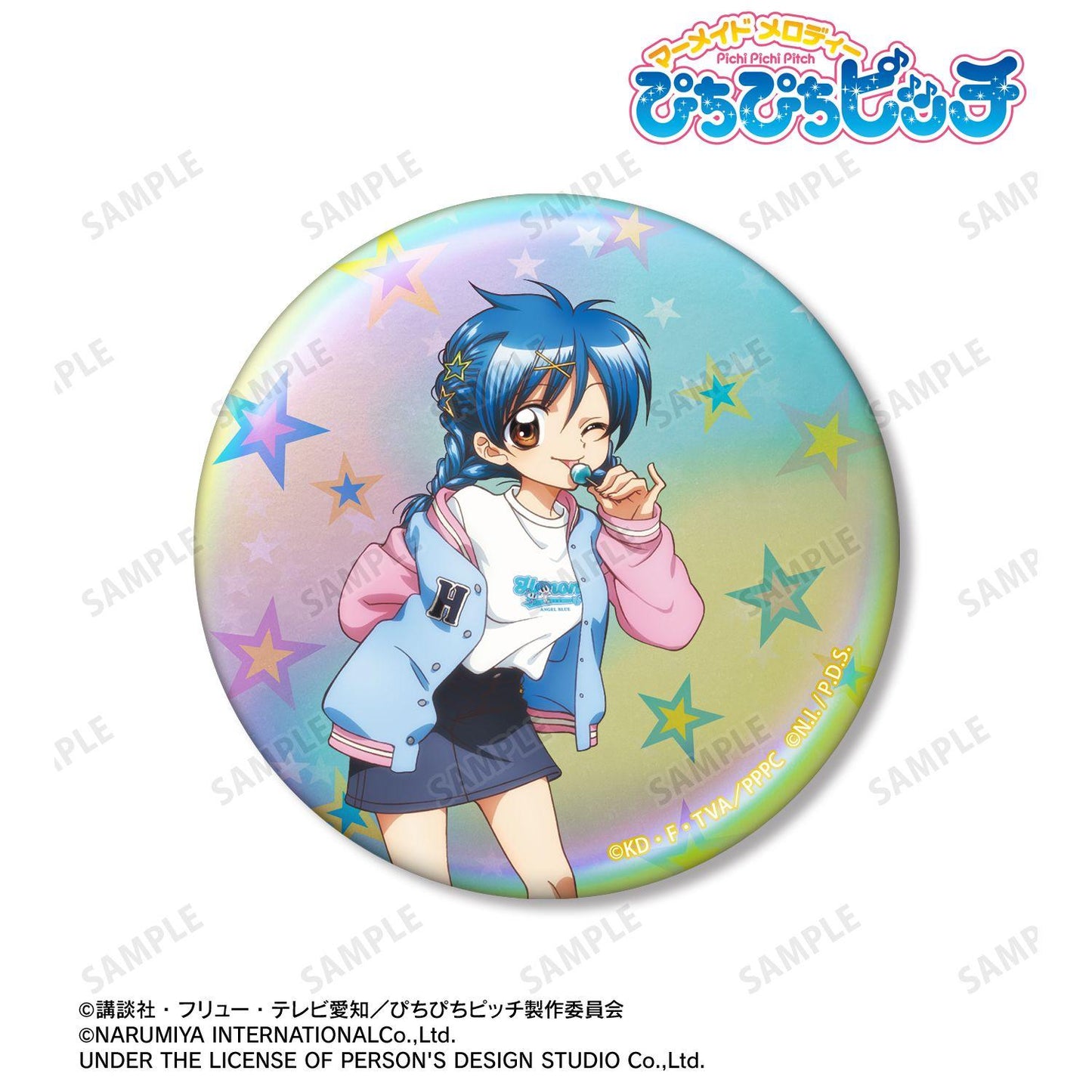 人魚の旋律（人魚的旋律） ANGEL BLUE聯名系列 寶生 波音 原創繪製 75mm虹彩徽章 ver.B款