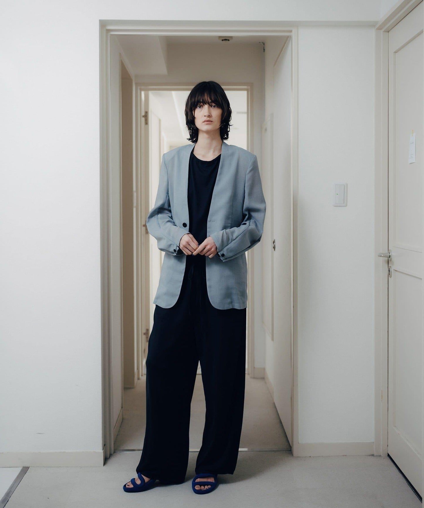 Sheer voile collarless 外套
