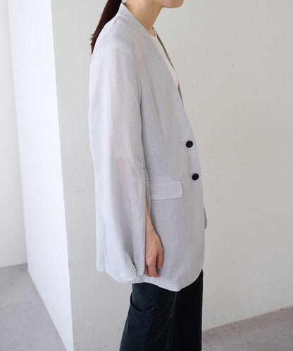 Sheer voile collarless 外套