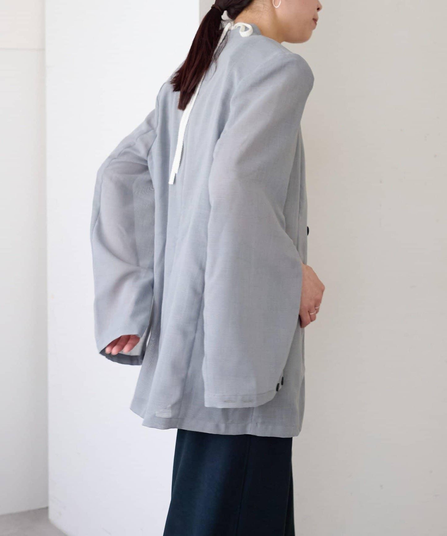 Sheer voile collarless 外套