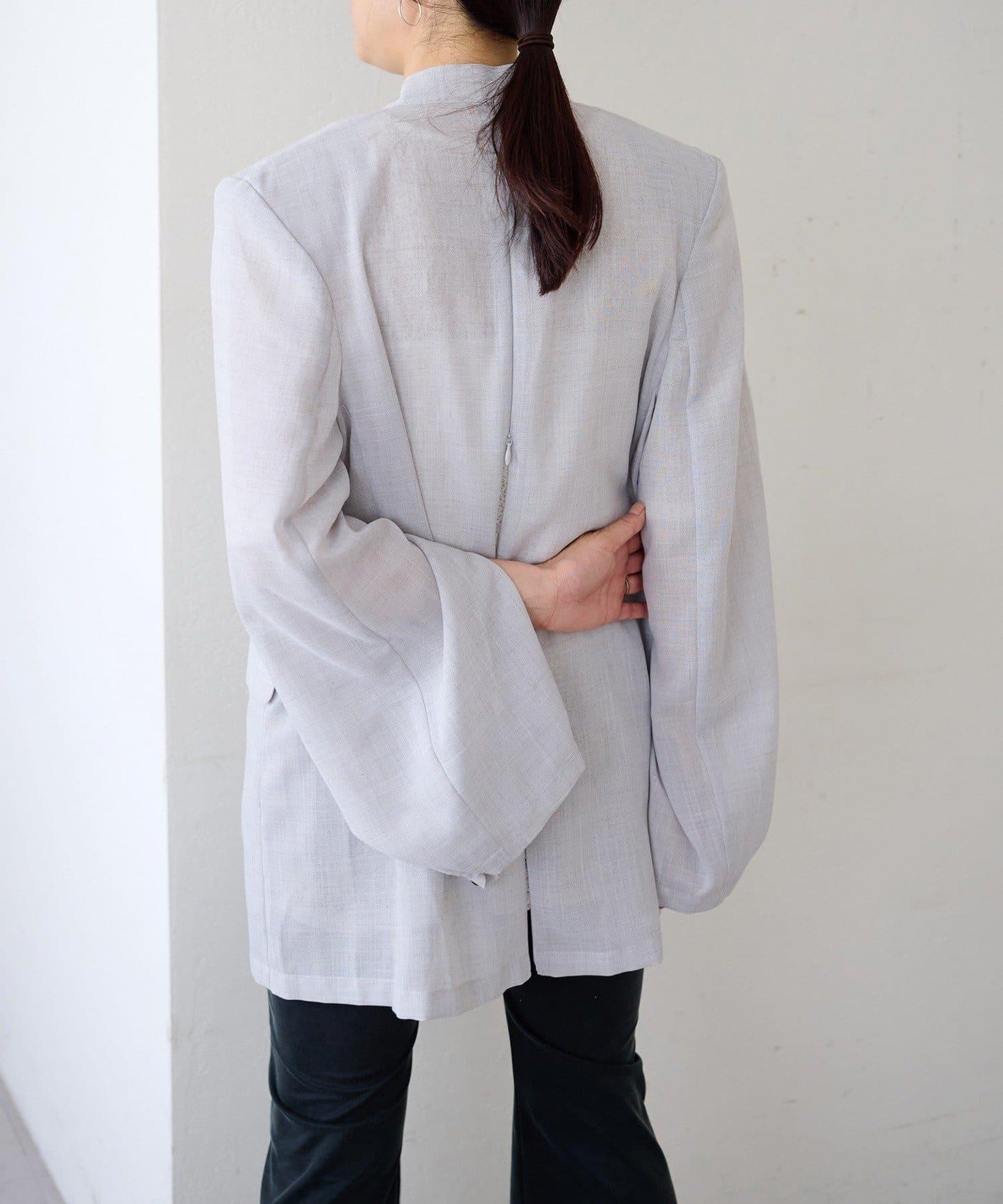 Sheer voile collarless 外套