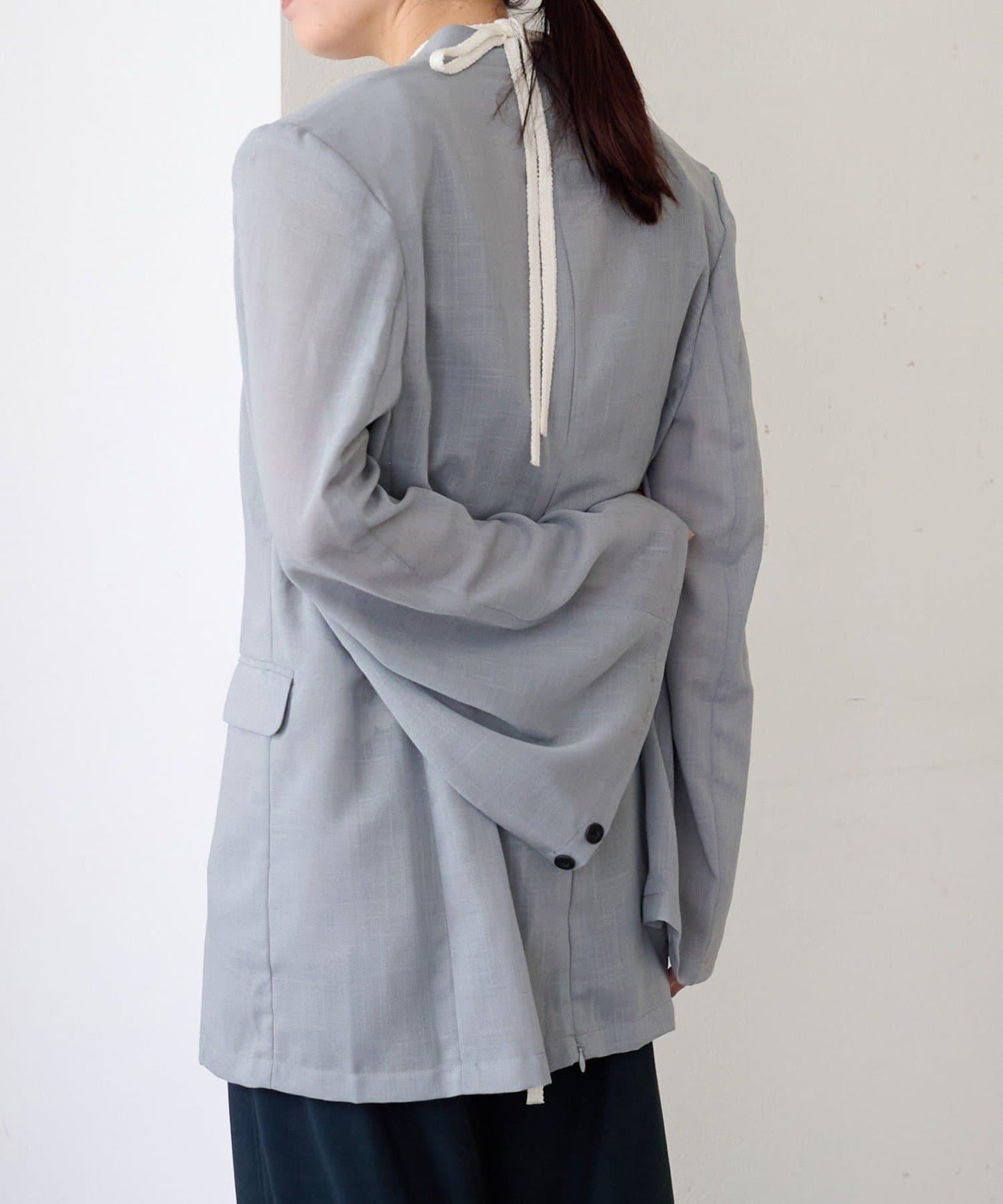 Sheer voile collarless 外套