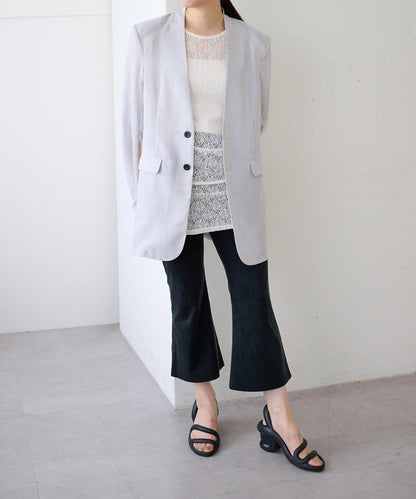 Sheer voile collarless 外套