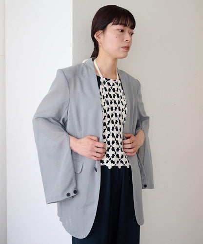 Sheer voile collarless 外套