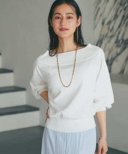 清涼觸感防紫外線 一字肩設計 針織上衣