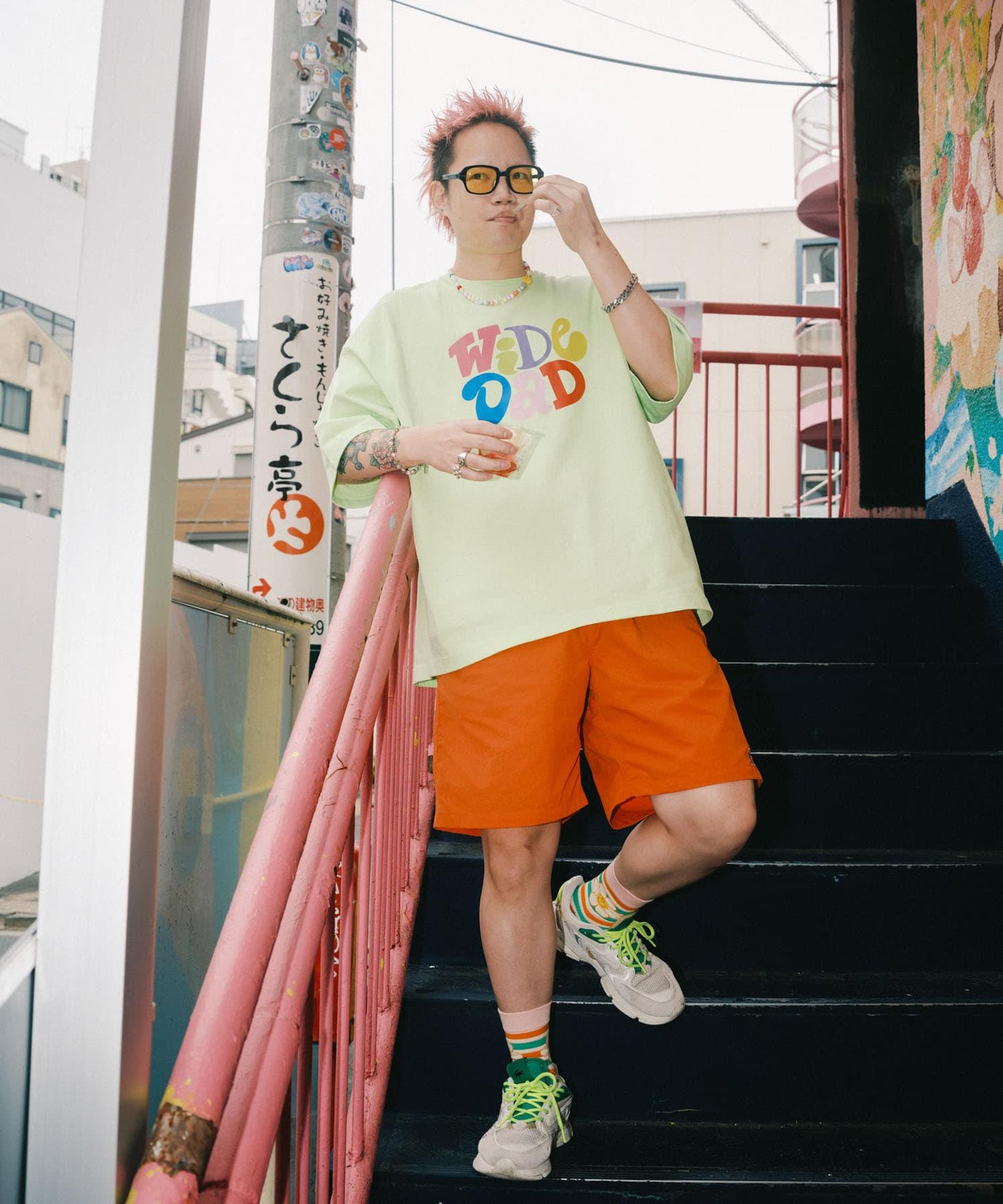 Wide Dad Graphic Shorts with Hatch 休閒短褲