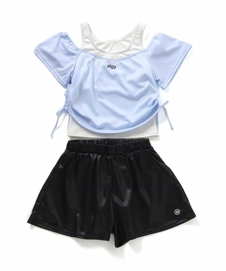 algy 疊穿風一字肩兩件套泳衣