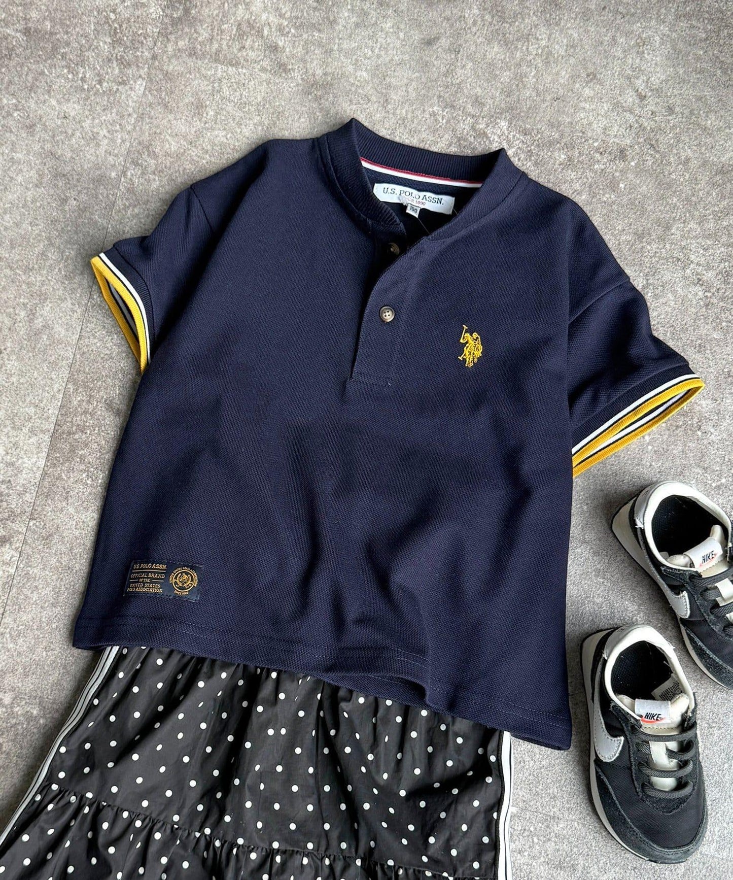 U.S. POLO ASSN. 兒童珠地亨利領T恤
