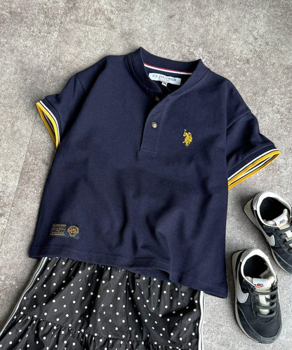 U.S. POLO ASSN. 兒童珠地亨利領T恤