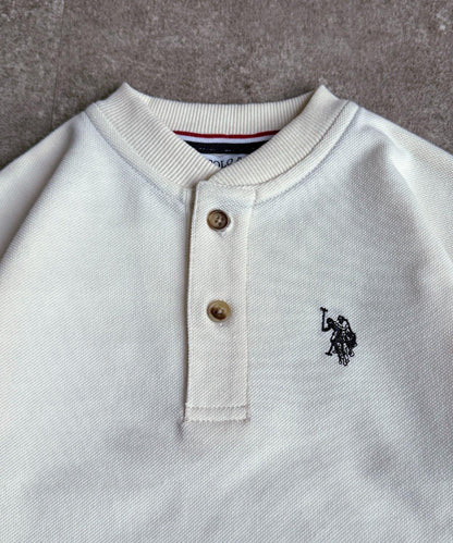 U.S. POLO ASSN. 兒童珠地亨利領T恤