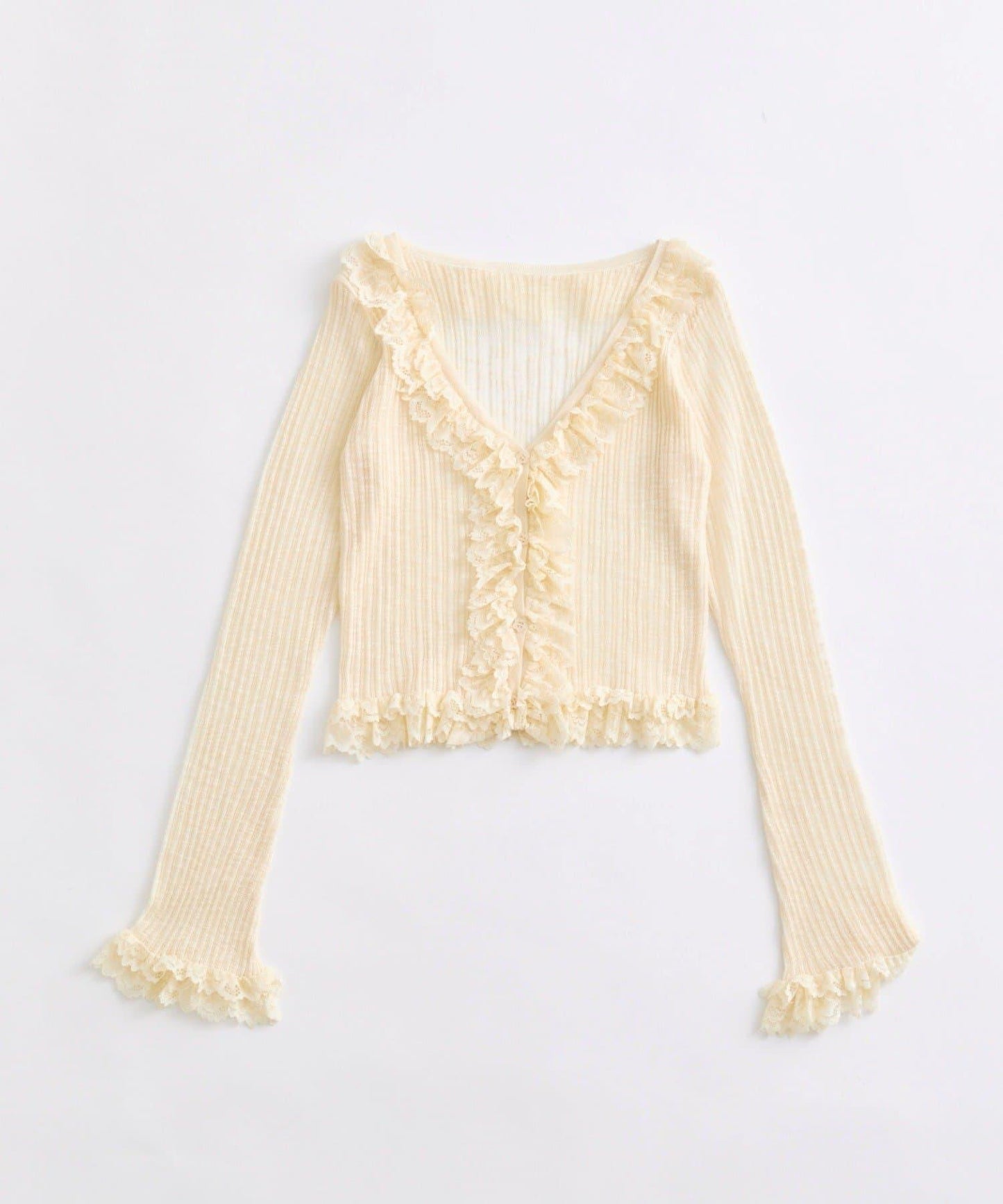 Milky Star 蕾絲荷葉邊針織開衫