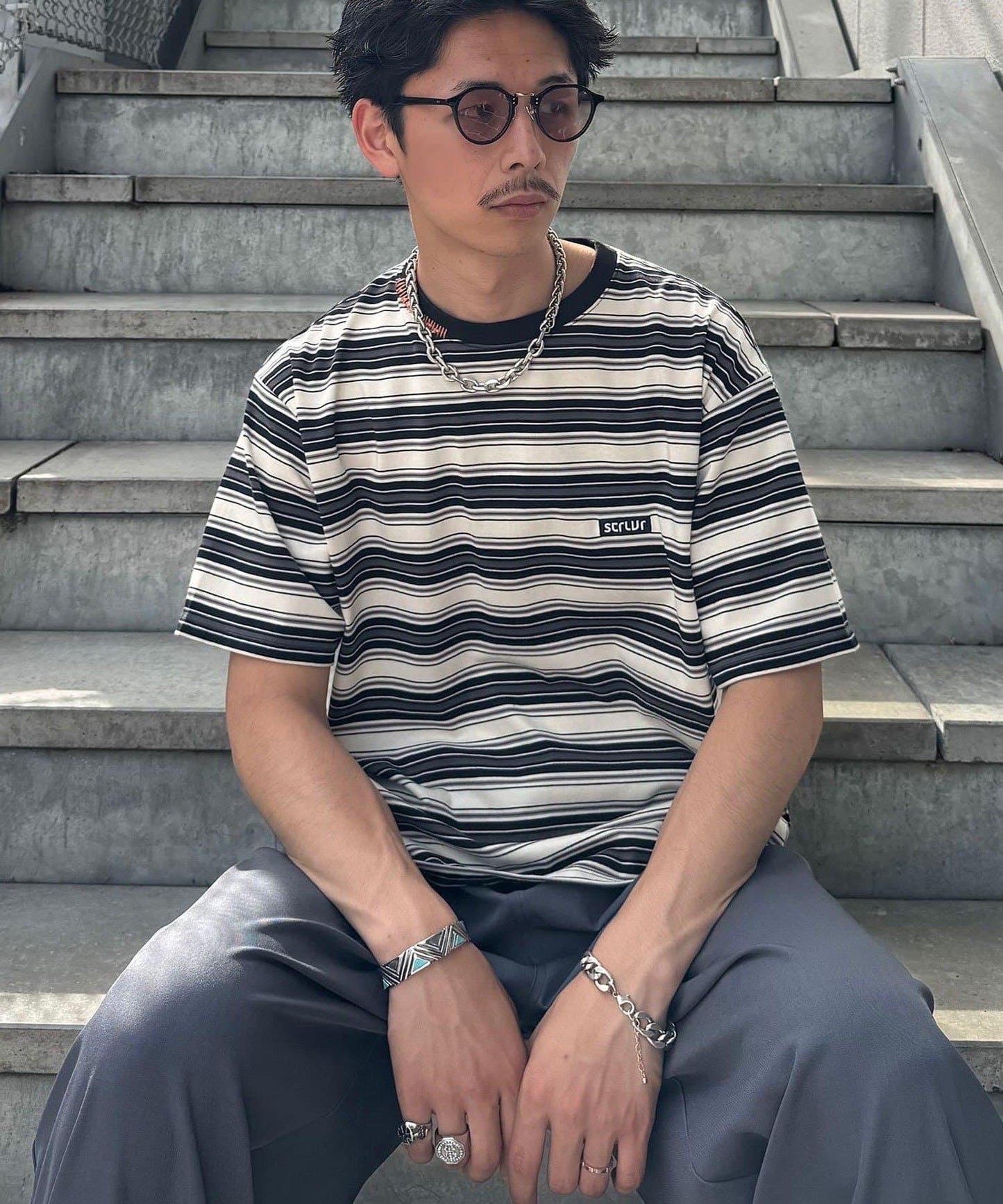 多色條紋T恤