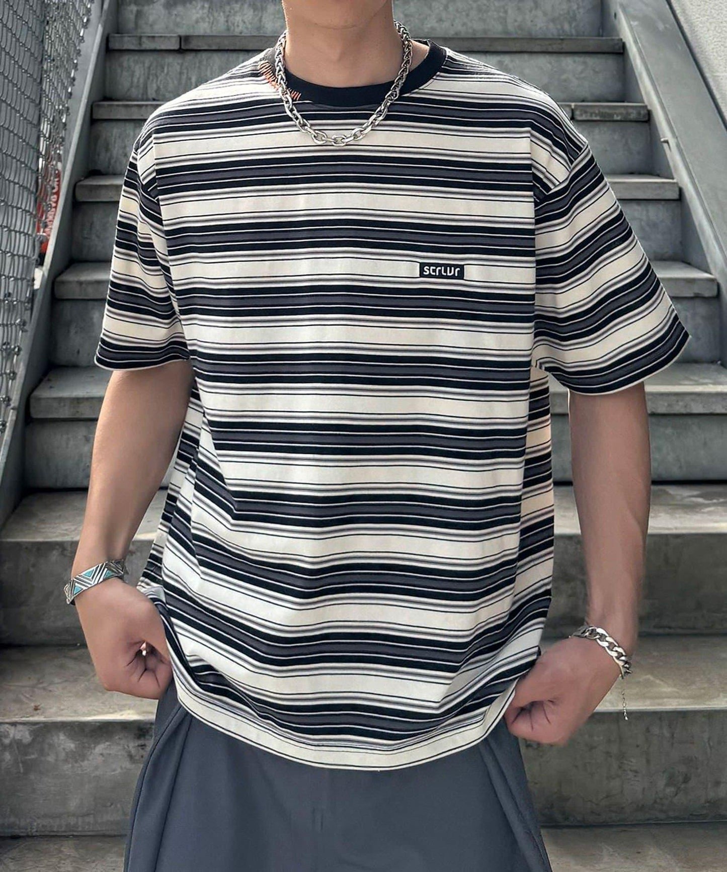 多色條紋T恤