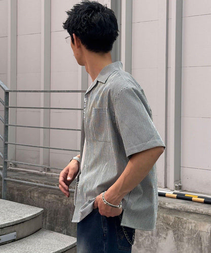 手工縫線格紋設計襯衫
