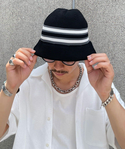 條紋針織帽