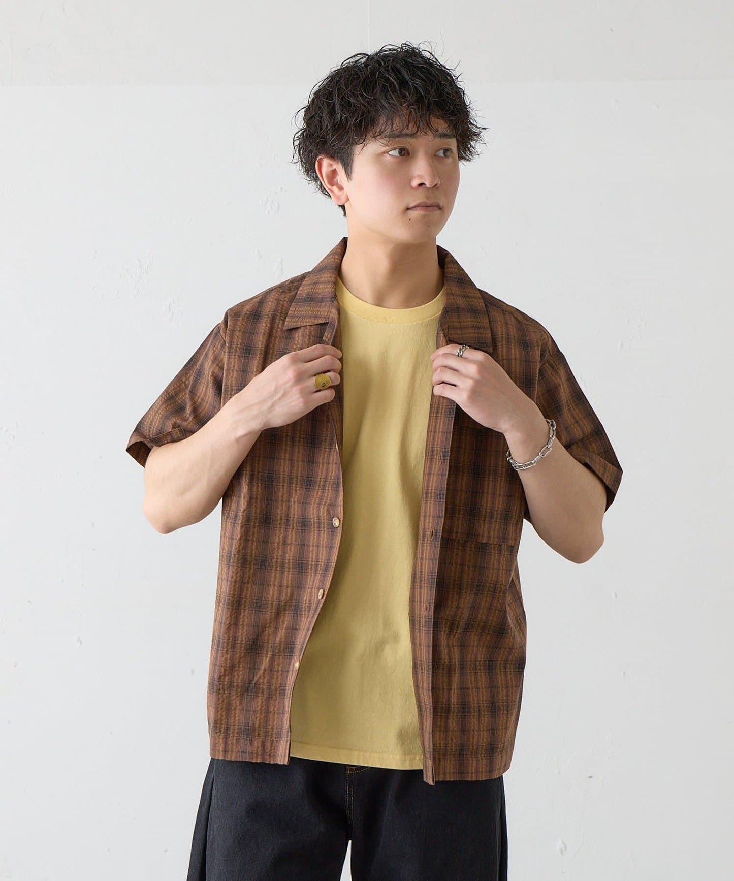 Kastane 男女同款 BM 格紋開襟襯衫