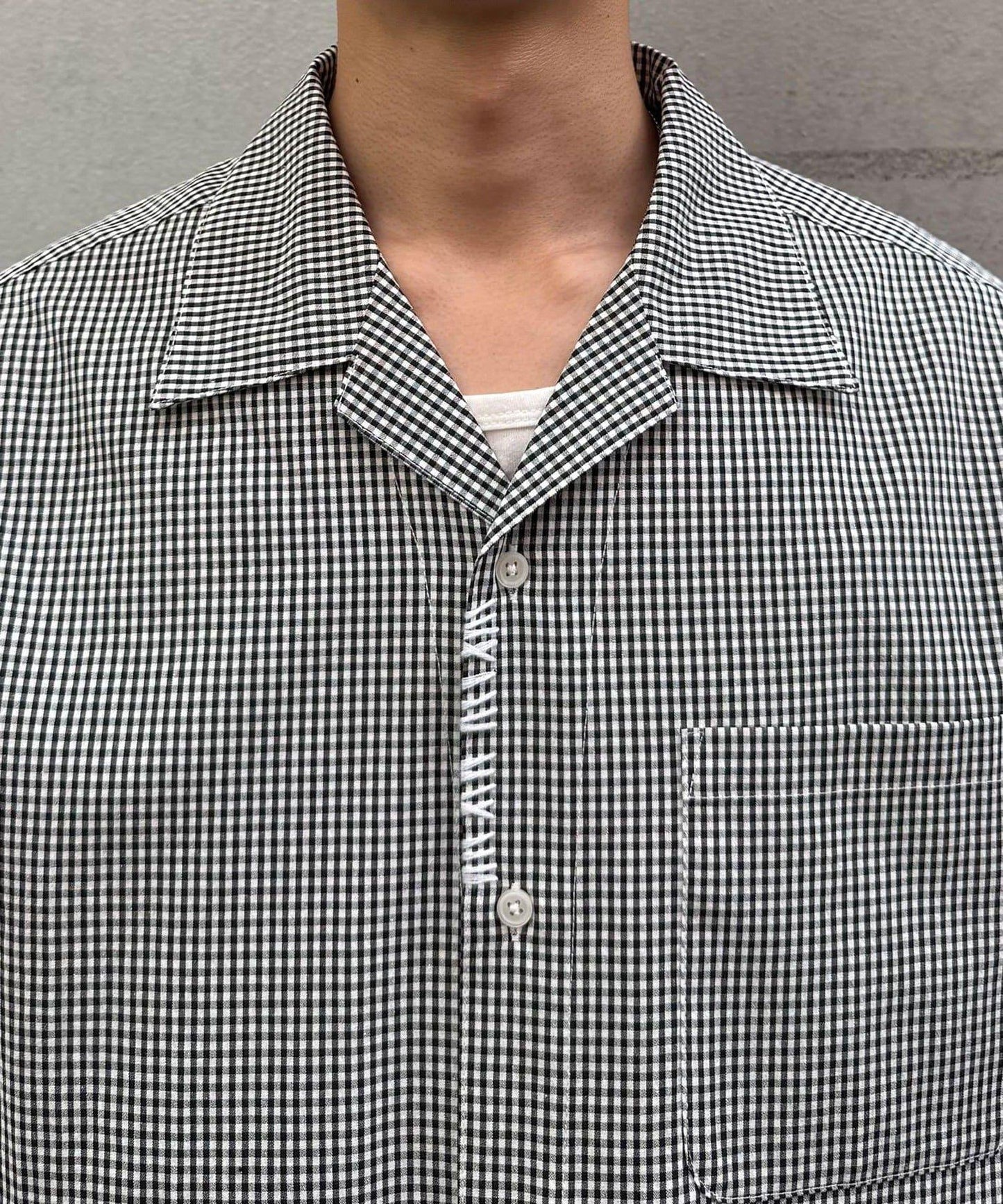 手工縫線格紋設計襯衫
