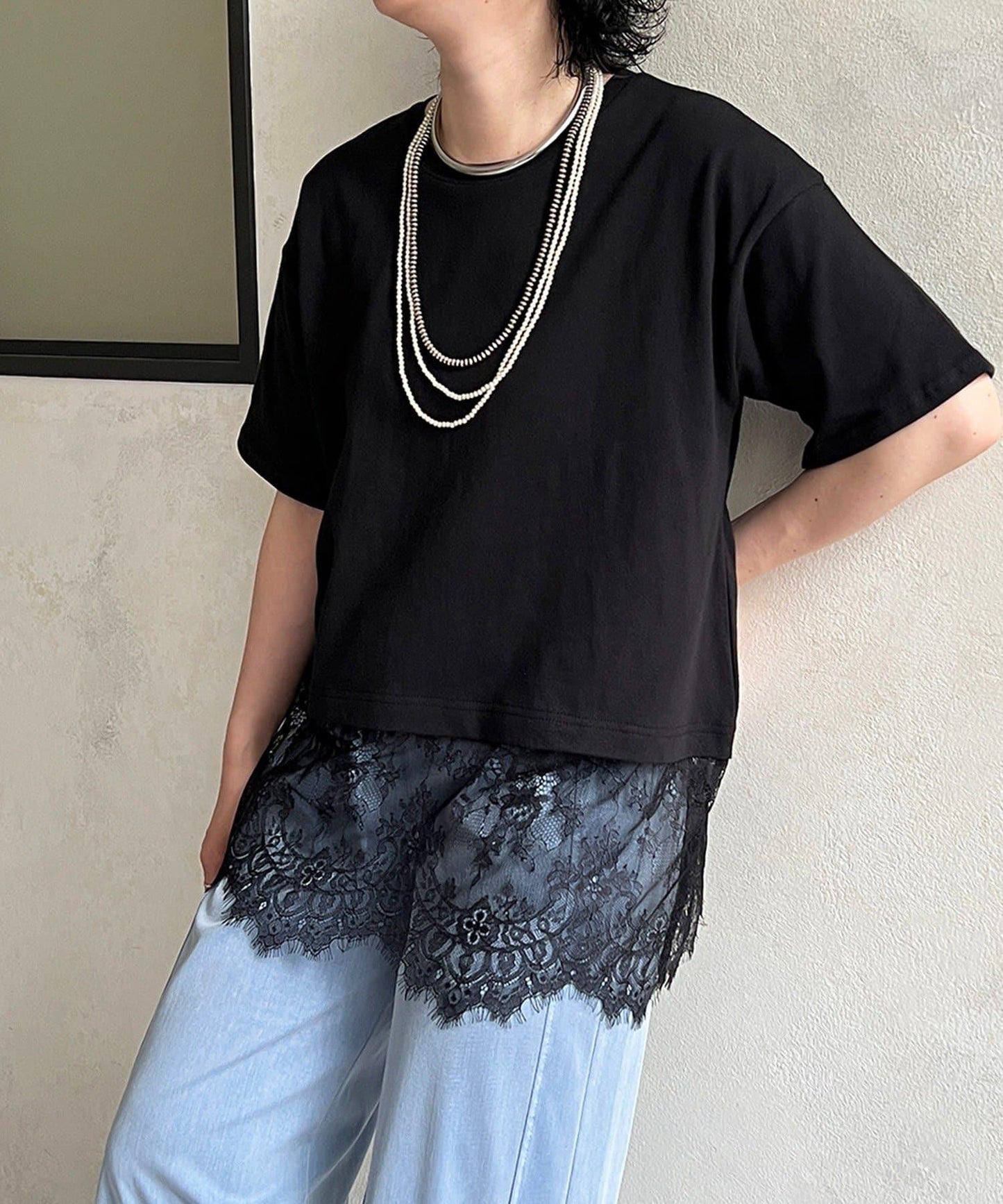 睫毛蕾絲 針織上衣