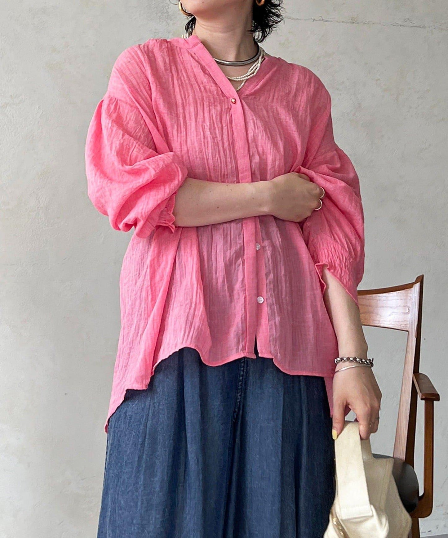 V領單扣襯衫