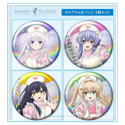 Summer Pockets（夏日口袋） しろは＆蒼＆鴎＆紬 全息徽章4個套裝 ナースメイドver. 新繪