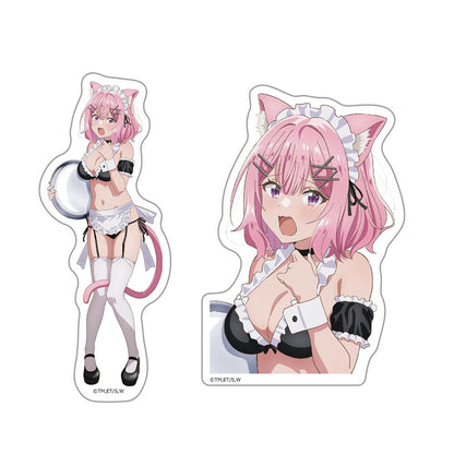 わたしが戀人になれるわけないじゃん、ムリムリ!（※ムリじゃなかった!?）（我怎麼可能成為戀人，不可能不可能！（※結果卻不是！？）） 系列名無（該商品無系列名） 甘織れな子 ダイカット貼紙套裝 貓耳水著メイドver.【描き下ろし】
